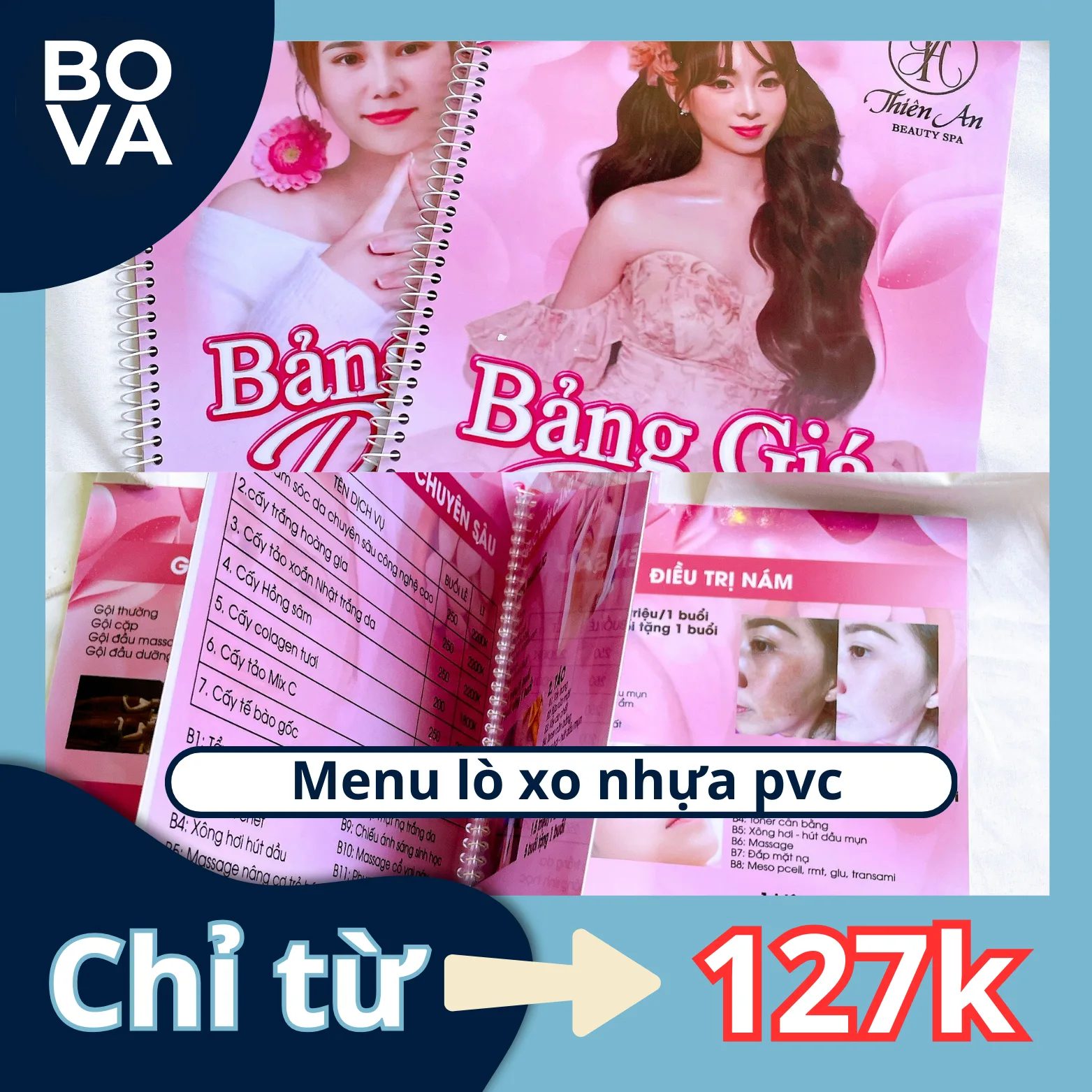 Menu lò xo nhựa pvc