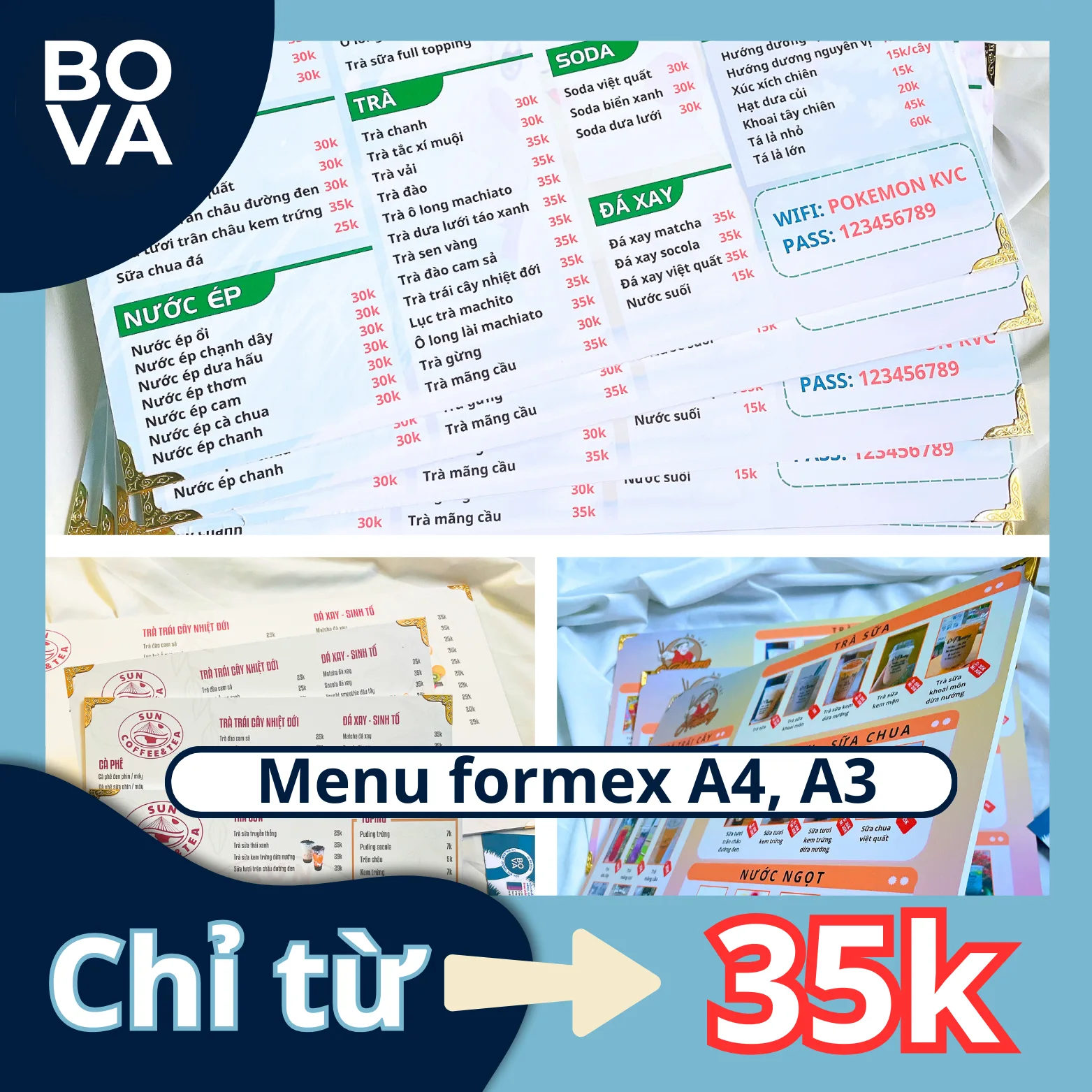 Menu fomex a4, a3 chỉ từ 35K