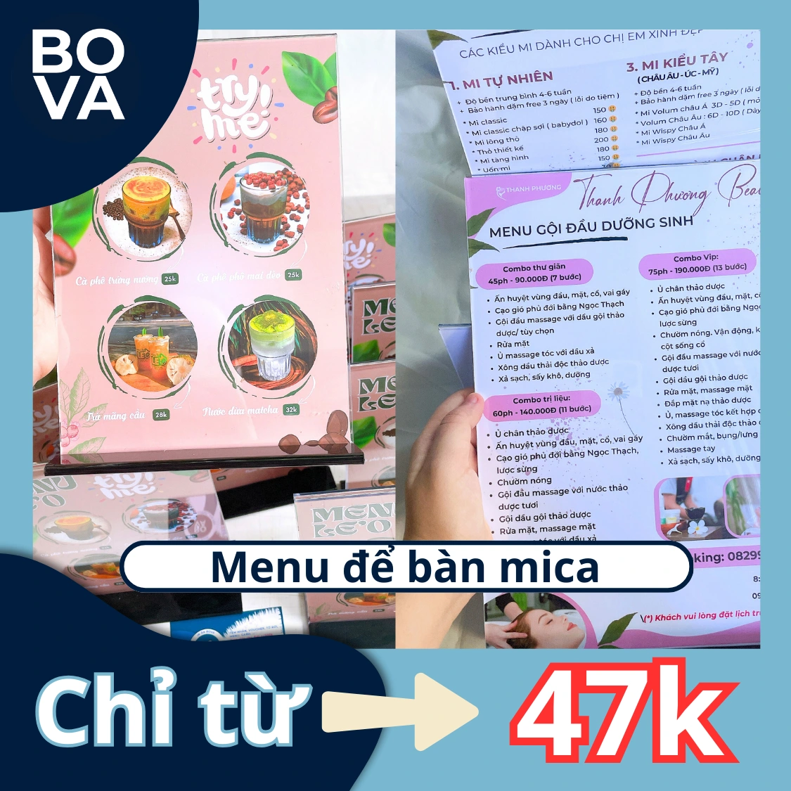 Menu để bàn mica