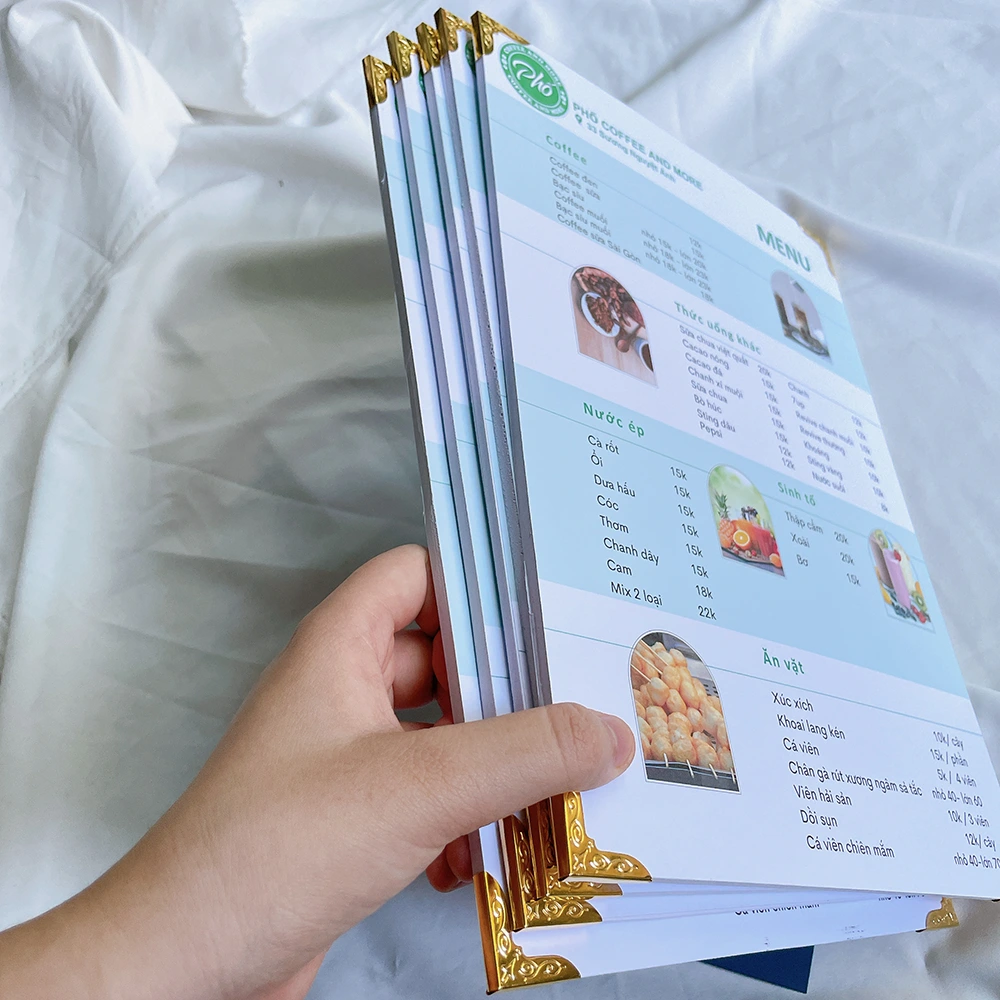 In menu ( Bảng Giá) bồi Fomex A4